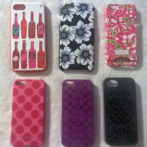 Lot of 6x iPhone 5 & 7 Cases - Coach,  Kate Spade